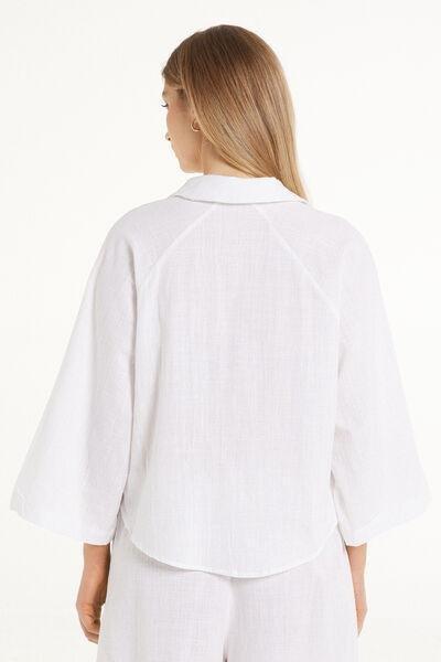 White Loose Crop Shirt, , large image number 2