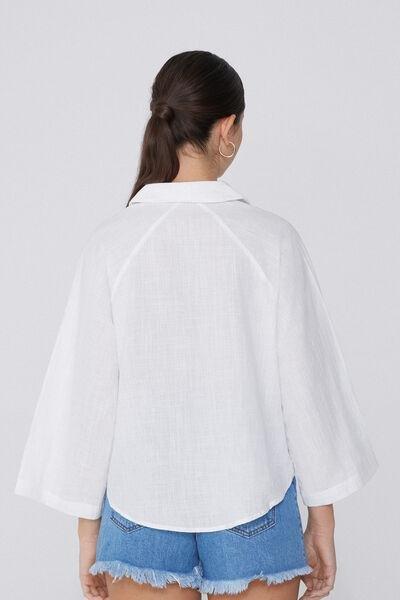 White Loose Crop Shirt, , large image number 2