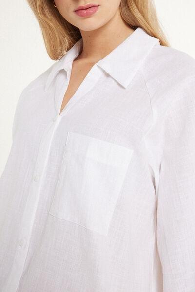 White Loose Crop Shirt, , large image number 3