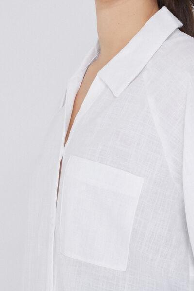 White Loose Crop Shirt, , large image number 3