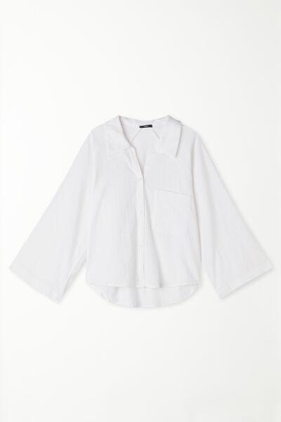 White Loose Crop Shirt, , large image number 4