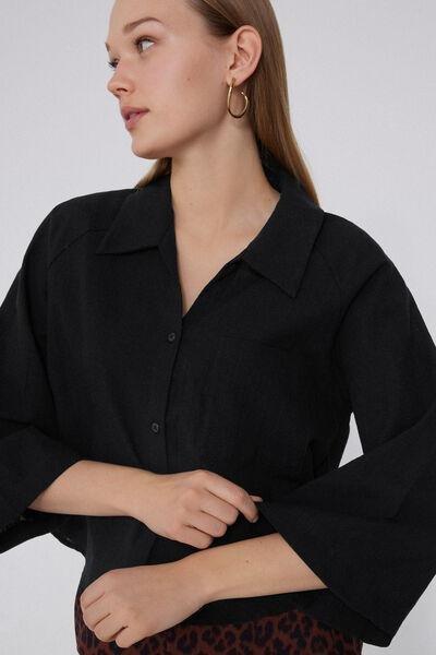 Black Super Light Cropped Shirt, Black, large image number 3