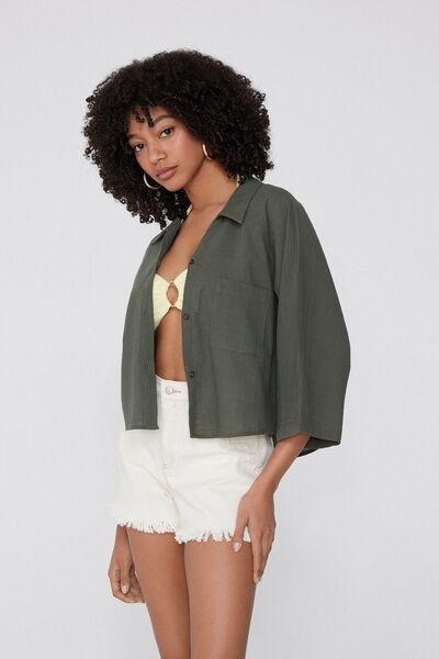 Green Super Light Cropped Shirt, , large image number 1