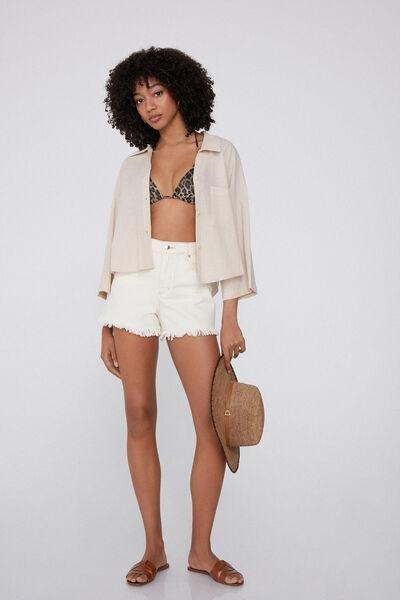 Ecru Super Light Cropped Shirt, 5701_563Y, large image number 0