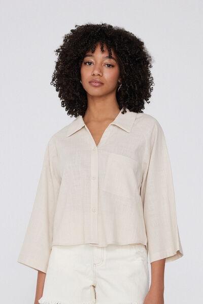 Ecru Super Light Cropped Shirt, 5701_563Y, large image number 1