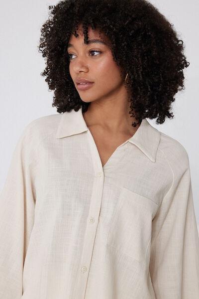 Ecru Super Light Cropped Shirt, 5701_563Y, large image number 3