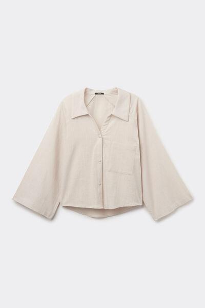 Ecru Super Light Cropped Shirt, 5701_563Y, large image number 4