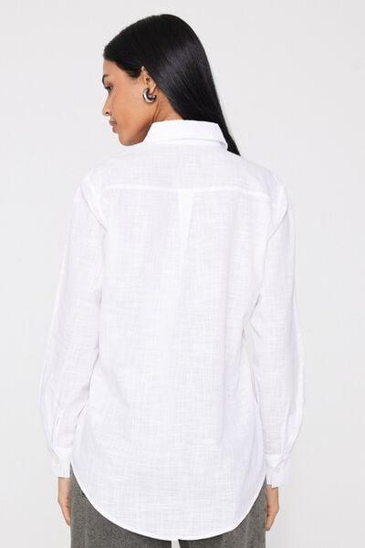 White Cotton Canvas Shirt, White, large image number 2