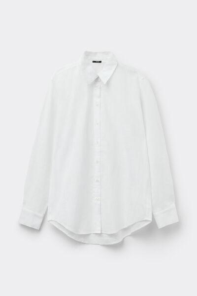 White Cotton Canvas Shirt, White, large image number 4
