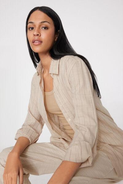 Beige Cotton Canvas Shirt, 5701_347Z, medium