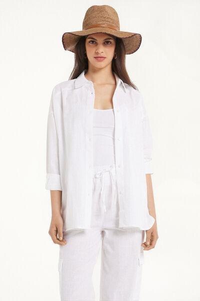 White Long-Sleeved Canvas Shirt, , large image number 1