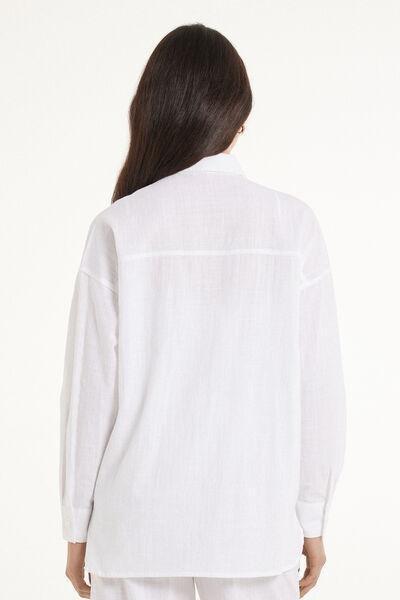 White Long-Sleeved Canvas Shirt, , large image number 2