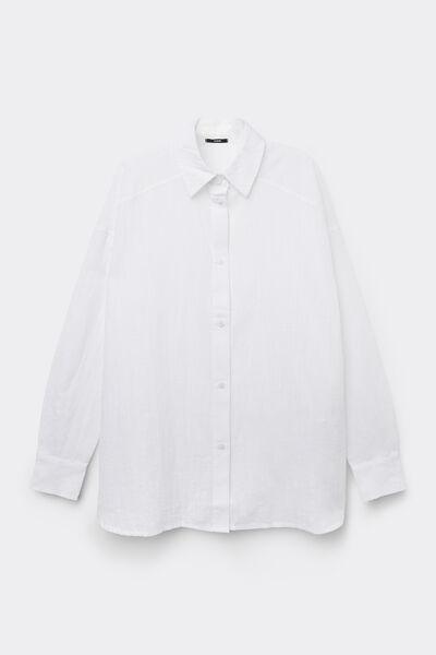 White Long-Sleeved Canvas Shirt, White, large image number 4
