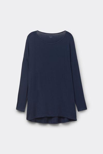 Navy Long-Sleeved Lightweight Viscose Maxi Top, Absolute Blue, large image number 3
