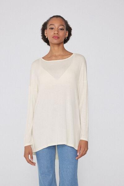 Beige Long-Sleeved Lightweight Viscose Maxi Top, , large image number 0