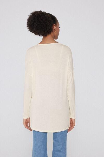 Beige Long-Sleeved Lightweight Viscose Maxi Top, , large image number 2