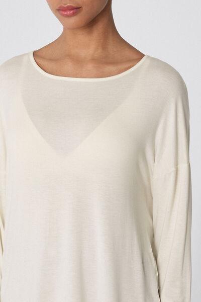 Beige Long-Sleeved Lightweight Viscose Maxi Top, , large image number 3