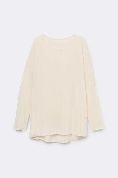 Beige Long-Sleeved Lightweight Viscose Maxi Top, , large image number 4