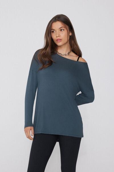 Grey Long-Sleeved Lightweight Viscose Maxi Top, 5701_731Y, medium