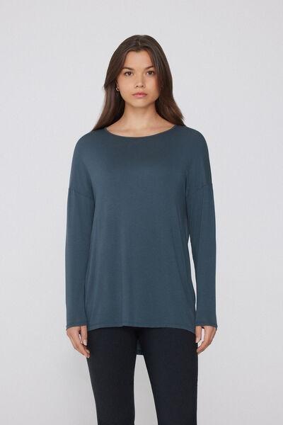 Grey Long-Sleeved Lightweight Viscose Maxi Top, 5701_731Y, large image number 1