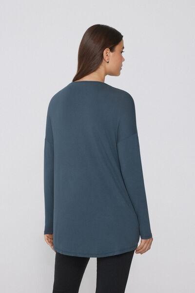 Grey Long-Sleeved Lightweight Viscose Maxi Top, 5701_731Y, medium