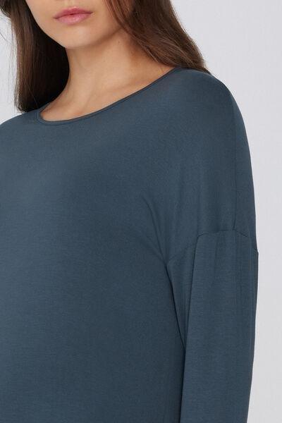 Grey Long-Sleeved Lightweight Viscose Maxi Top, 5701_731Y, large image number 3