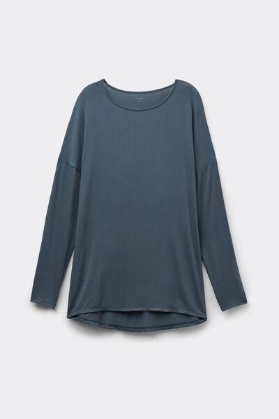 Grey Long-Sleeved Lightweight Viscose Maxi Top, 5701_731Y, large image number 4