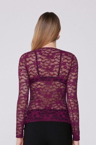Burgundy Sheer Lace Top, 5701_719Y, large image number 2