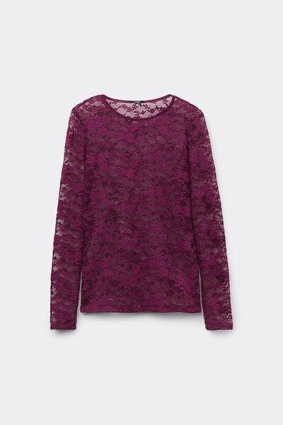 Burgundy Sheer Lace Top, 5701_719Y, large image number 4