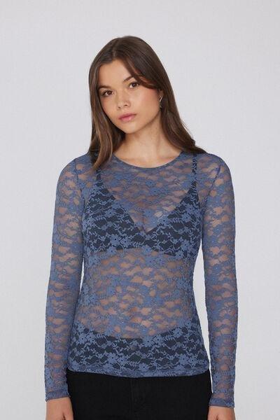 Blue Sheer Lace Top, 5701_730Y, medium