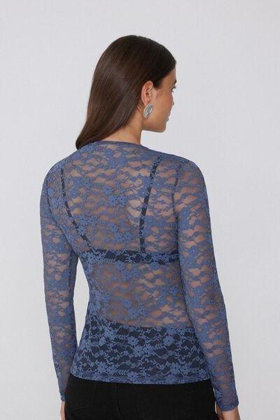 Blue Sheer Lace Top, 5701_730Y, large image number 2