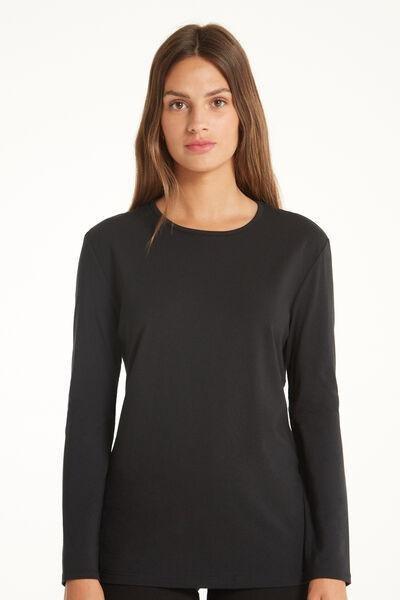 Black Rounded Neck Top, , large image number 0