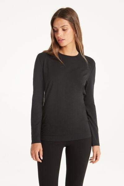 Black Rounded Neck Top, , large image number 1