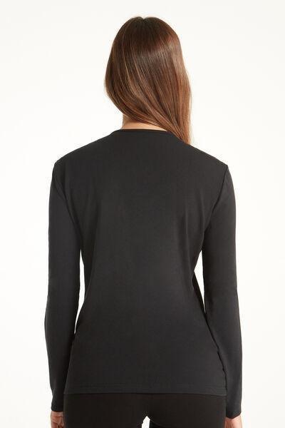 Black Rounded Neck Top, , large image number 2
