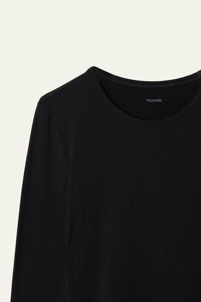 Black Rounded Neck Top, Black, large image number 6