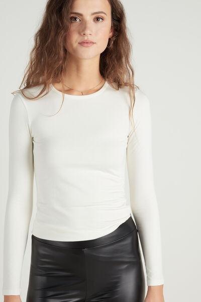 White Rounded Neck Top, , large image number 0