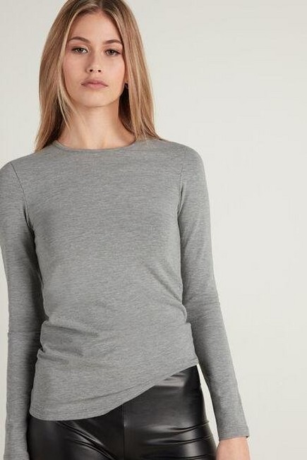 Tezenis - MID-GREY BLEND Cotton and Thermal Modal Rounded Neck Top