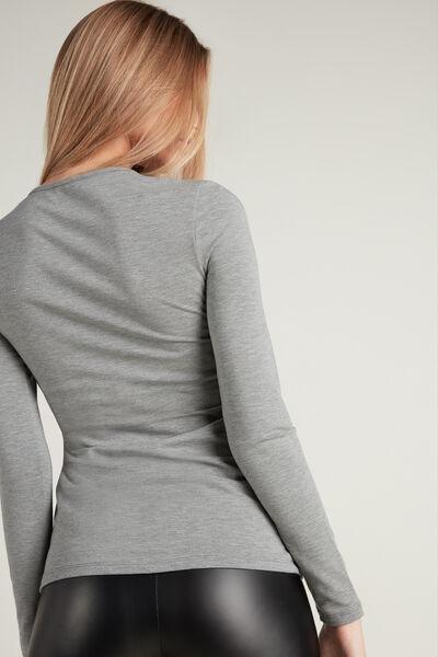 Tezenis - MID-GREY BLEND Cotton and Thermal Modal Rounded Neck Top