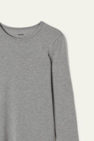 Grey Rounded Neck Top, Mid-grey Blend, large image number 6