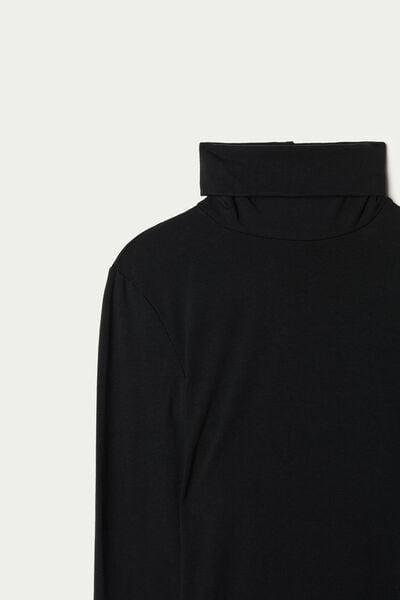 Black Polo Neck Top, Black, large image number 6