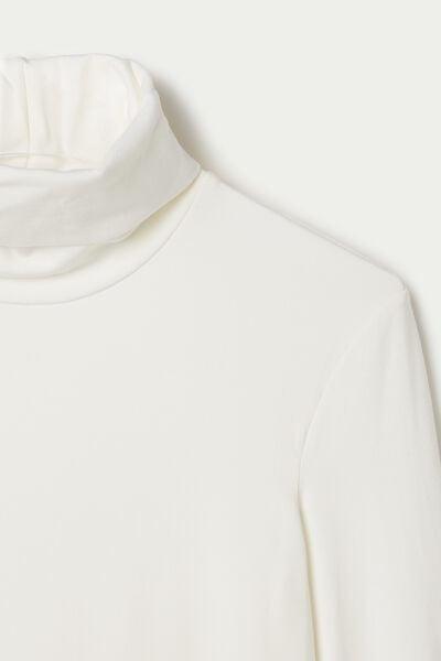 White Polo Neck Top, Milk White, large image number 6