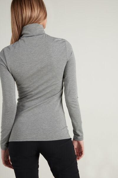 Tezenis - MID-GREY BLEND Cotton and Thermal Modal Polo Neck Top