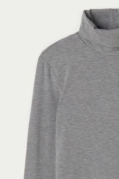 Grey Polo Neck Top, Mid-grey Blend, large image number 6