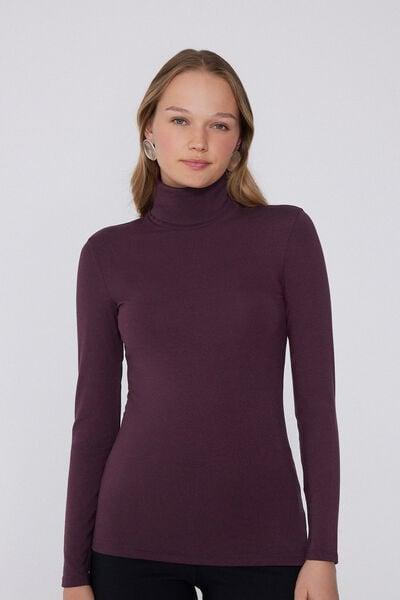 Violet Long Sleeve Cotton And Thermal Modal Top, 5701_919Y, medium