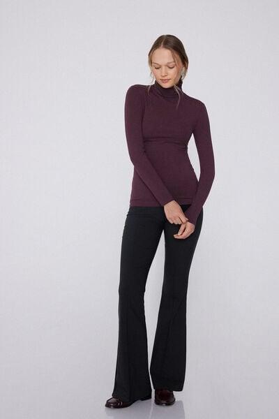 Violet Long Sleeve Cotton And Thermal Modal Top, 5701_919Y, large image number 1