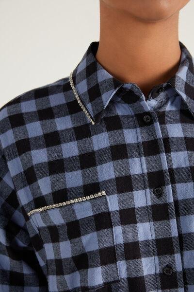 Blue Check Jewelled Flannel Shirt, , large image number 3