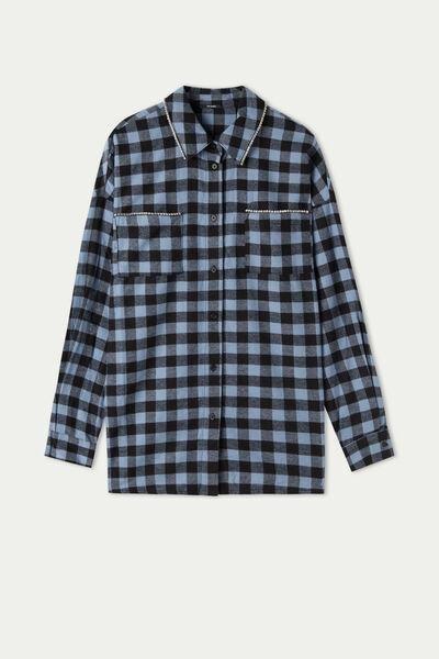 Blue Check Jewelled Flannel Shirt, , large image number 4