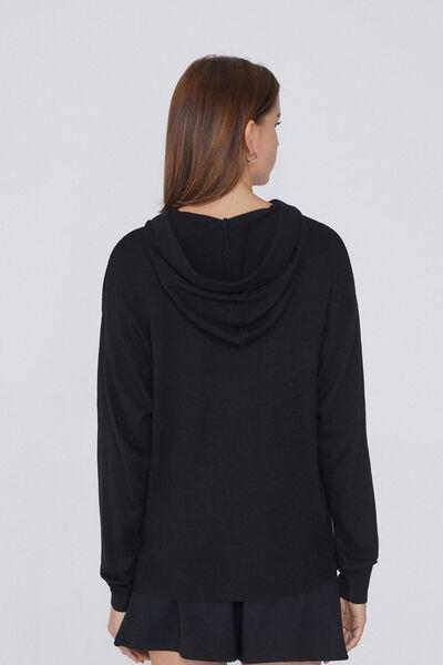Black Heavy Wool Hoodie, , large image number 2