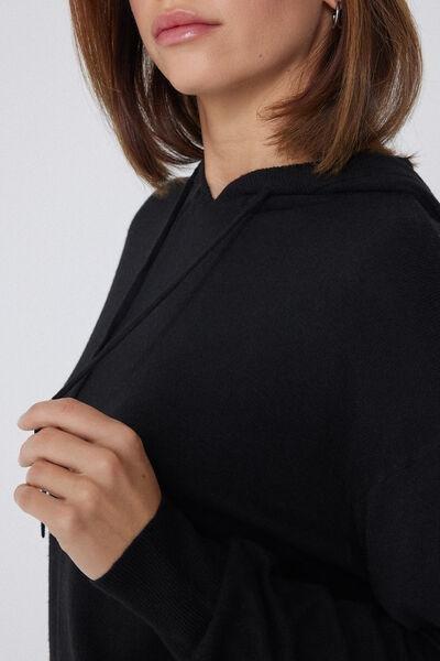 Black Heavy Wool Hoodie, , large image number 3