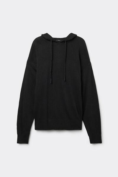 Black Heavy Wool Hoodie, , large image number 4